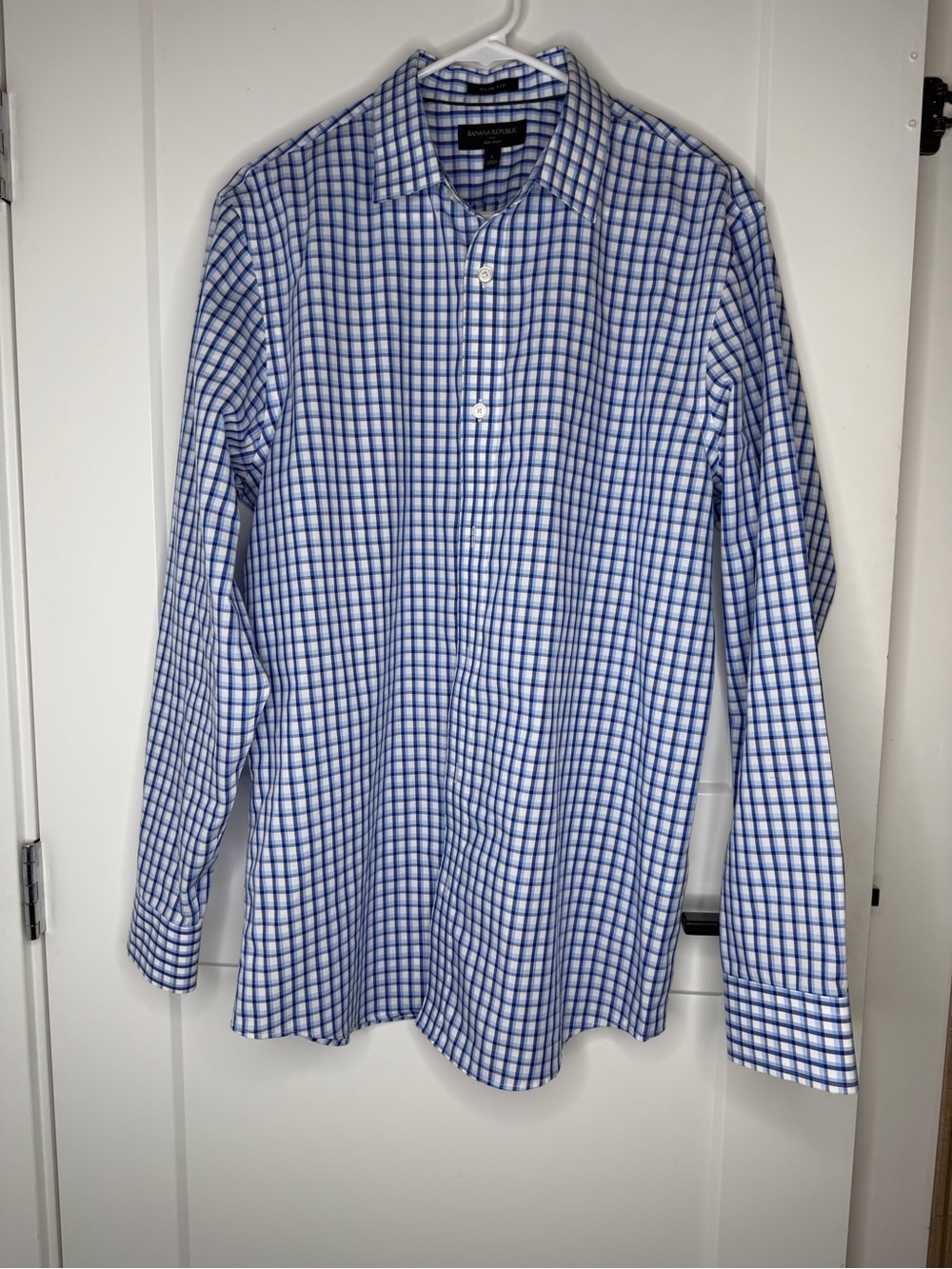 Banana Republic Men’s Slim Fit Blue Check Dress Shirt